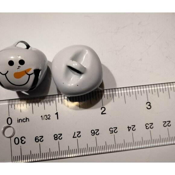 Snowman Jingle Bell Charms White Happy Face Holiday Christmas Craft 1 inch - Picture 4 of 4